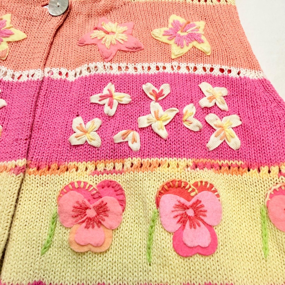 Susan Bristol VTG 1999 L Floral Embroidered Linen Blend Knit Vest Pink SB164 - Picture 6 of 13